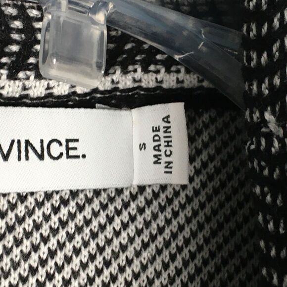 VINCE Women's Short Sleeve Open Front Long Striped Cardigan Black White SZ Small - Picture 5 of 13